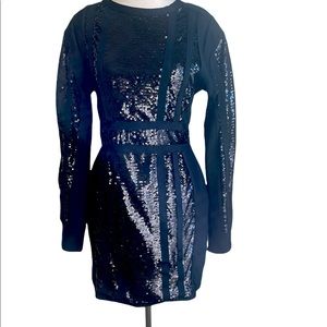 BLACK BANDAGE SEQUIN DRESS